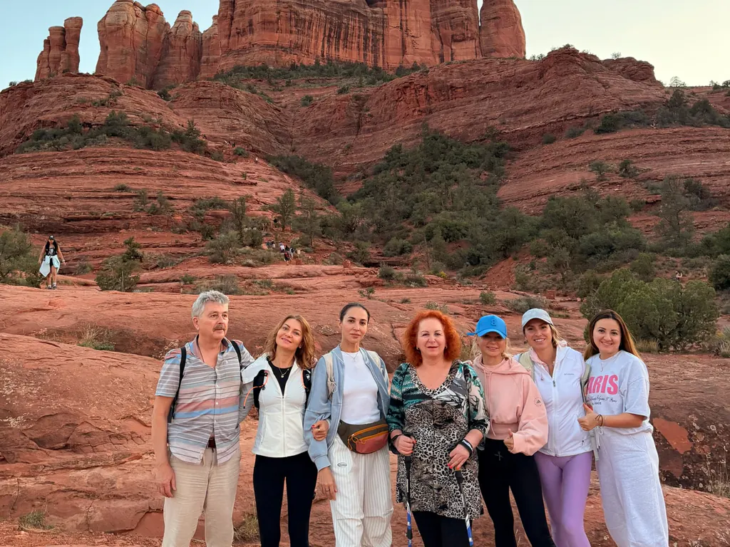 Retreat participants at the red rocks of Sedona